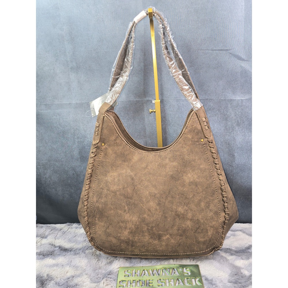 NWT Style & Co Nubuck Shoulder Bag Chocolate Brown Whipstitch